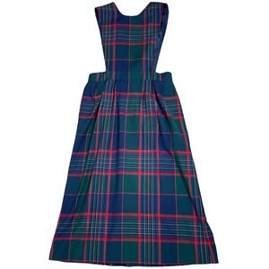 Vintage Pendleton Tartan Plaid Wool Pinafore Jumper Dress Women 12 Green Red 70s